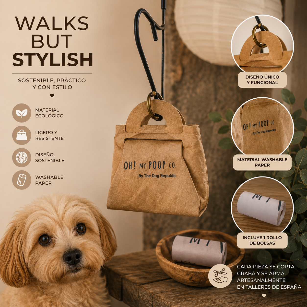 Pack 240 Bolsas Compostables (4 meses) + Dispensador artesanal