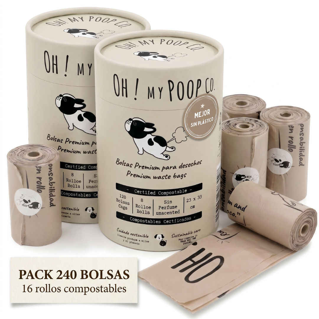 Pack Conciencia: 240 Bolsas Compostables (4 meses) + Portarrollos Gratis